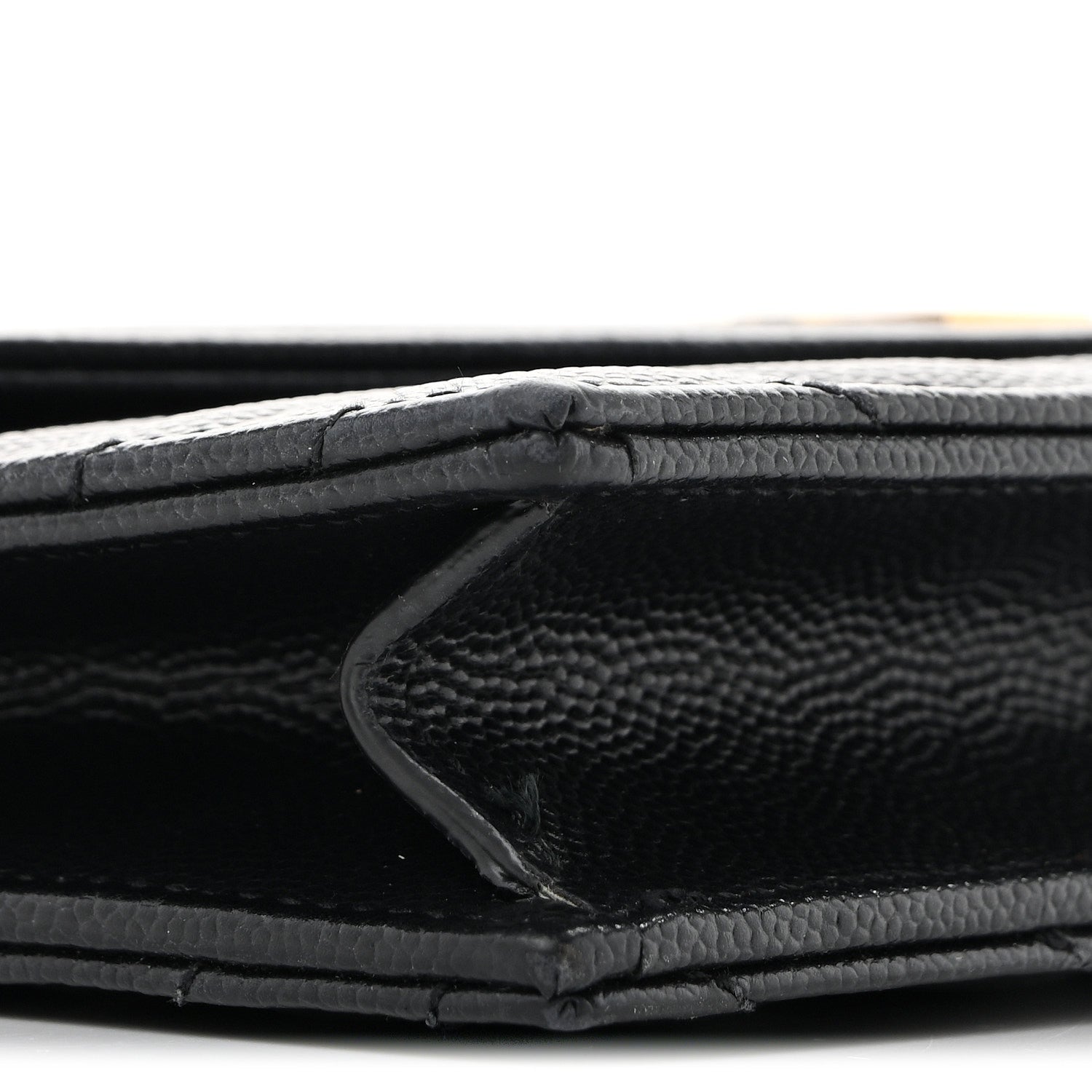 Grain De Poudre Matelasse Chevron Monogram Envelope Chain Wallet Black