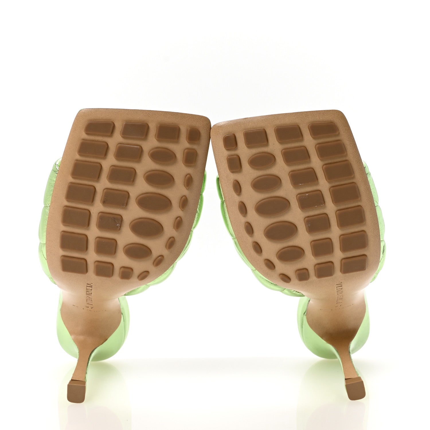 Metallic Nappa Reflection Matelasse Padded Mule Sandals 37 Pistachio