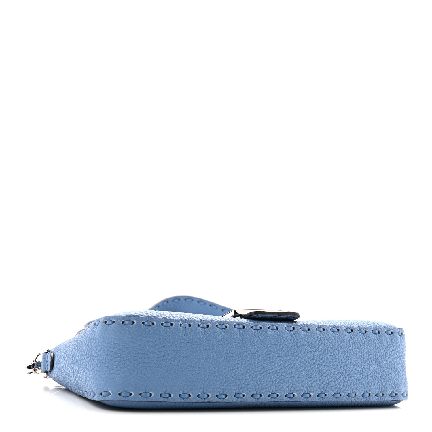 Cuoio Roma Sellerissima Nappa Sintetica Tape Stitch Baguette Placca Placca Argento Blue