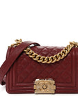 Caviar Quilted Small Boy Flap Burgundy
