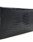 Calfskin Crocodile Embossed Uptown Monogram Pouch Black