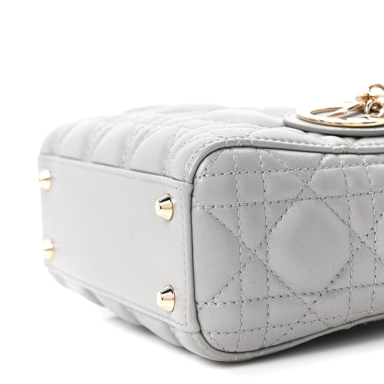 Lambskin Cannage Mini Lady D1OR Gray Opaline