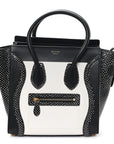 Polka Dot Snakeskin Smooth Calfskin Micro Luggage Black White