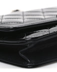 Patent Calfskin Quilted Boy Wallet On Chain WOC Black