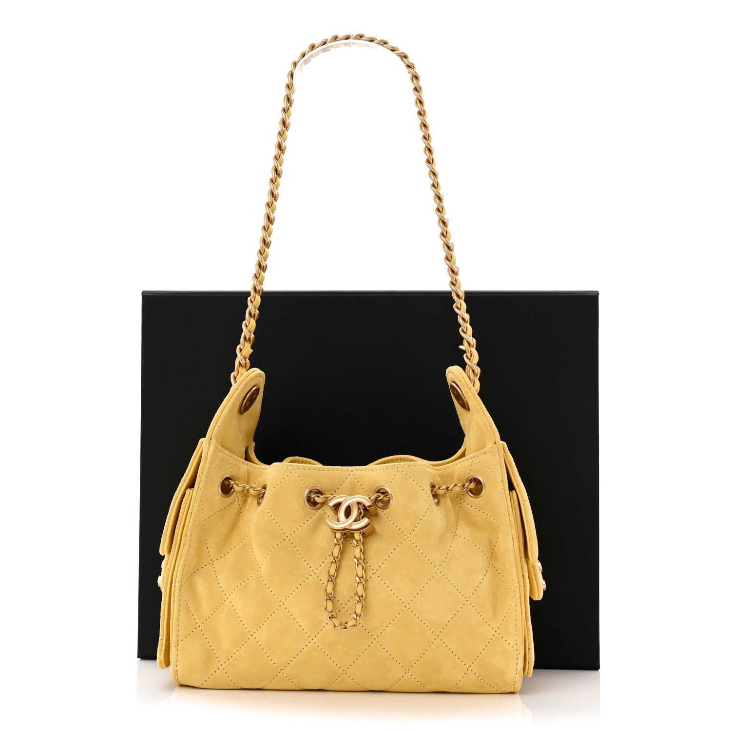 Suede Quilted Mini CHNL 25 Handbag Yellow