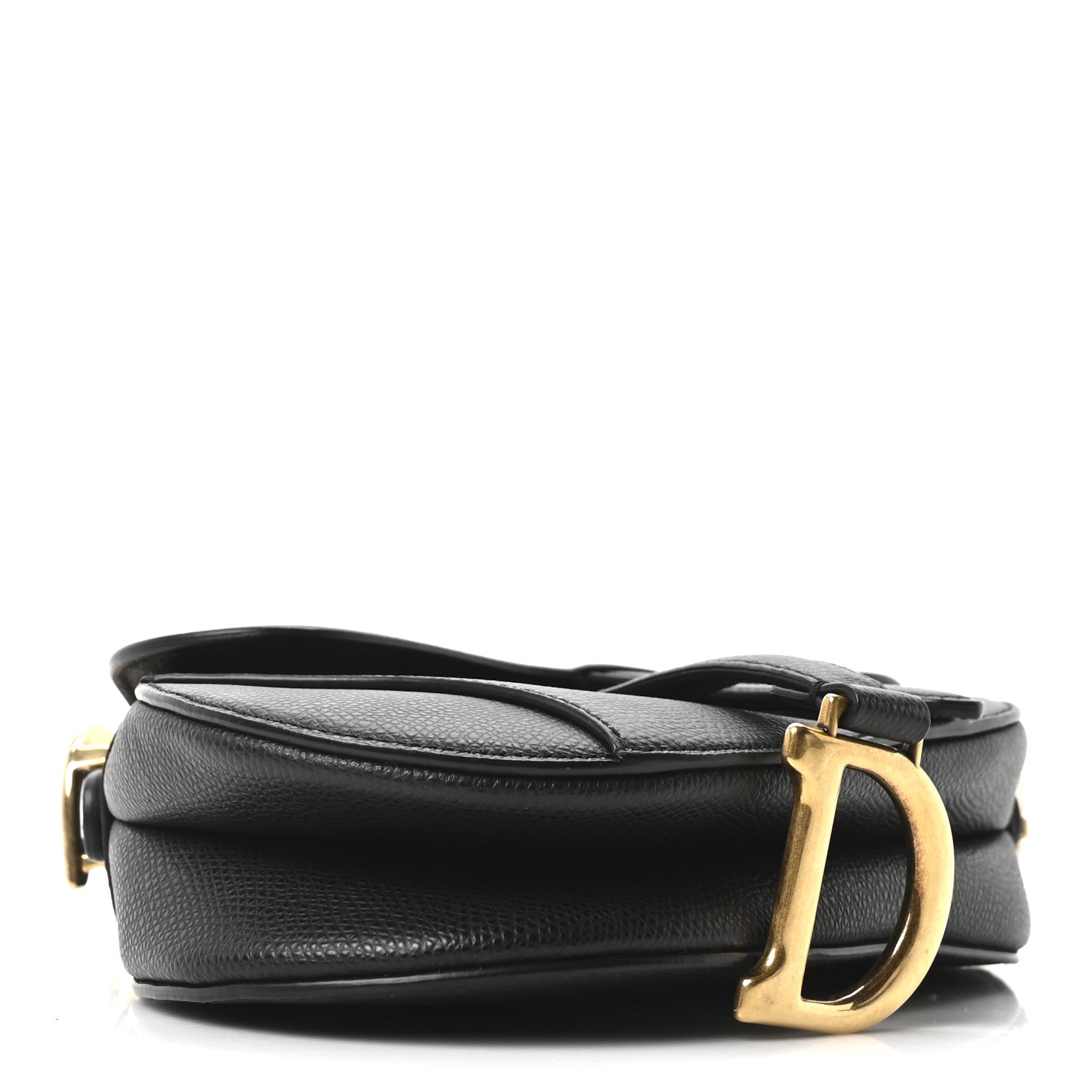 Grained Calfskin Mini Saddle Bag Black