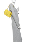 Caviar Quilted Medium Double Flap Yellow