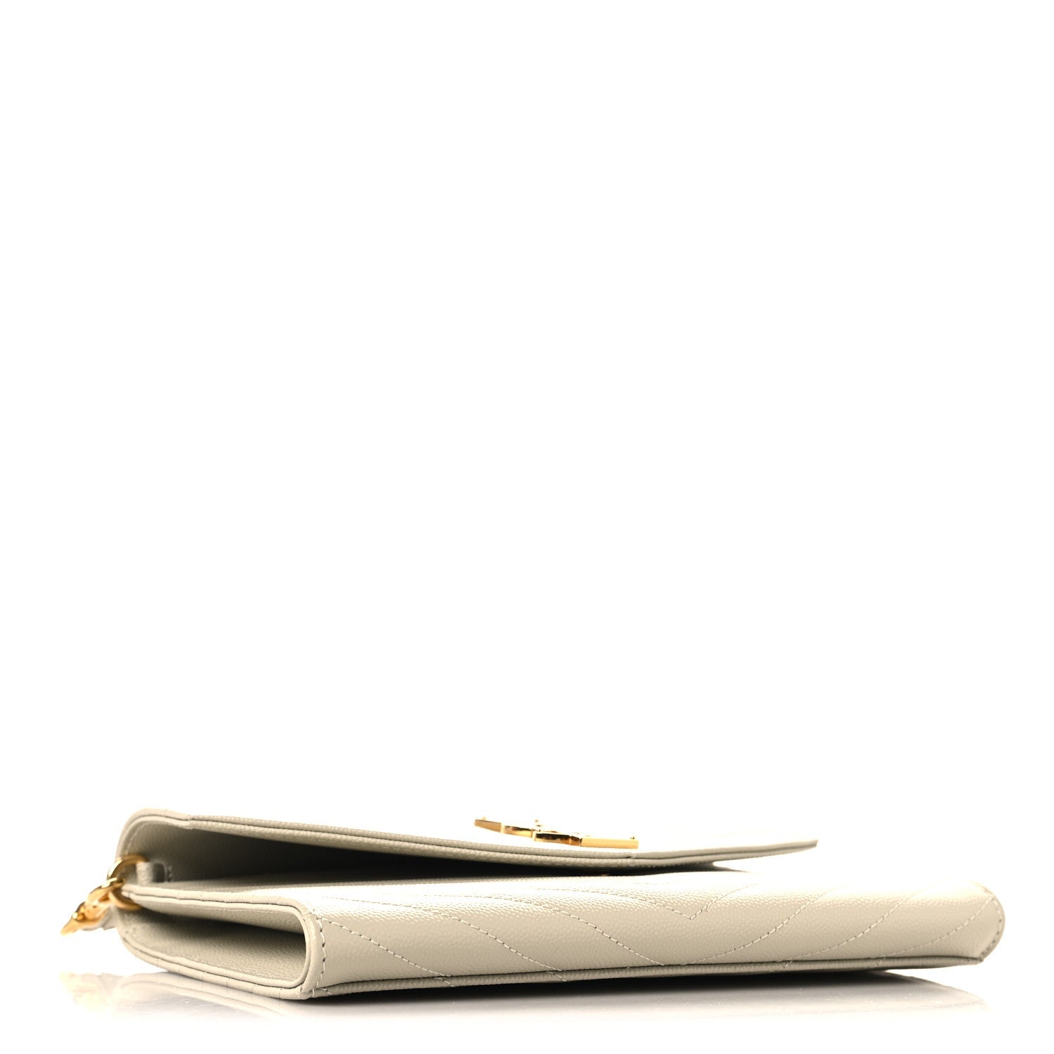 Grain De Poudre Matelasse Chevron Cassandre Envelope Chain Wallet Crema Soft