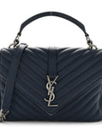 Sheepskin Matelasse Chevron Monogram Medium College Bag Navy