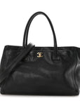 Calfskin Cerf Executive Shopper Tote Black