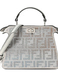 Iridescent Crystal Vitello Laminato Suede FF Petite Peekaboo I SEE U Satchel Cappuccino