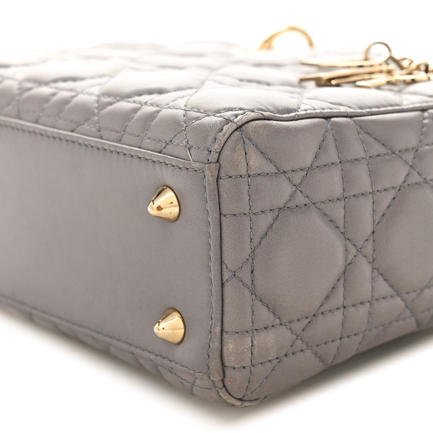 Lambskin Cannage Small Lucky Badges My Lady D1OR Grey