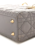 Lambskin Cannage Small Lucky Badges My Lady D1OR Grey