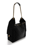 Washed Denim Quilted Medium CHNL 25 Handbag Black