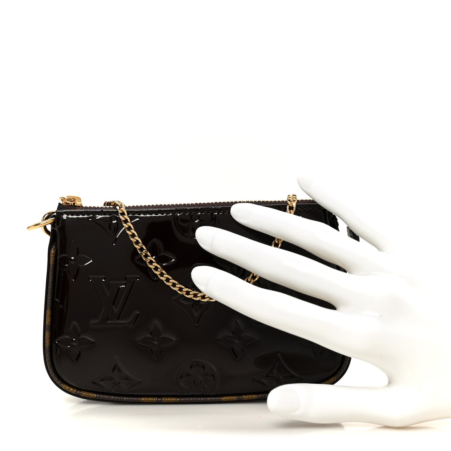 Vernis Monogram Mini Pochette Accessories Amarante