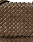 Nappa Intreccio Mini Cobble Shoulder Bag Taupe Grey