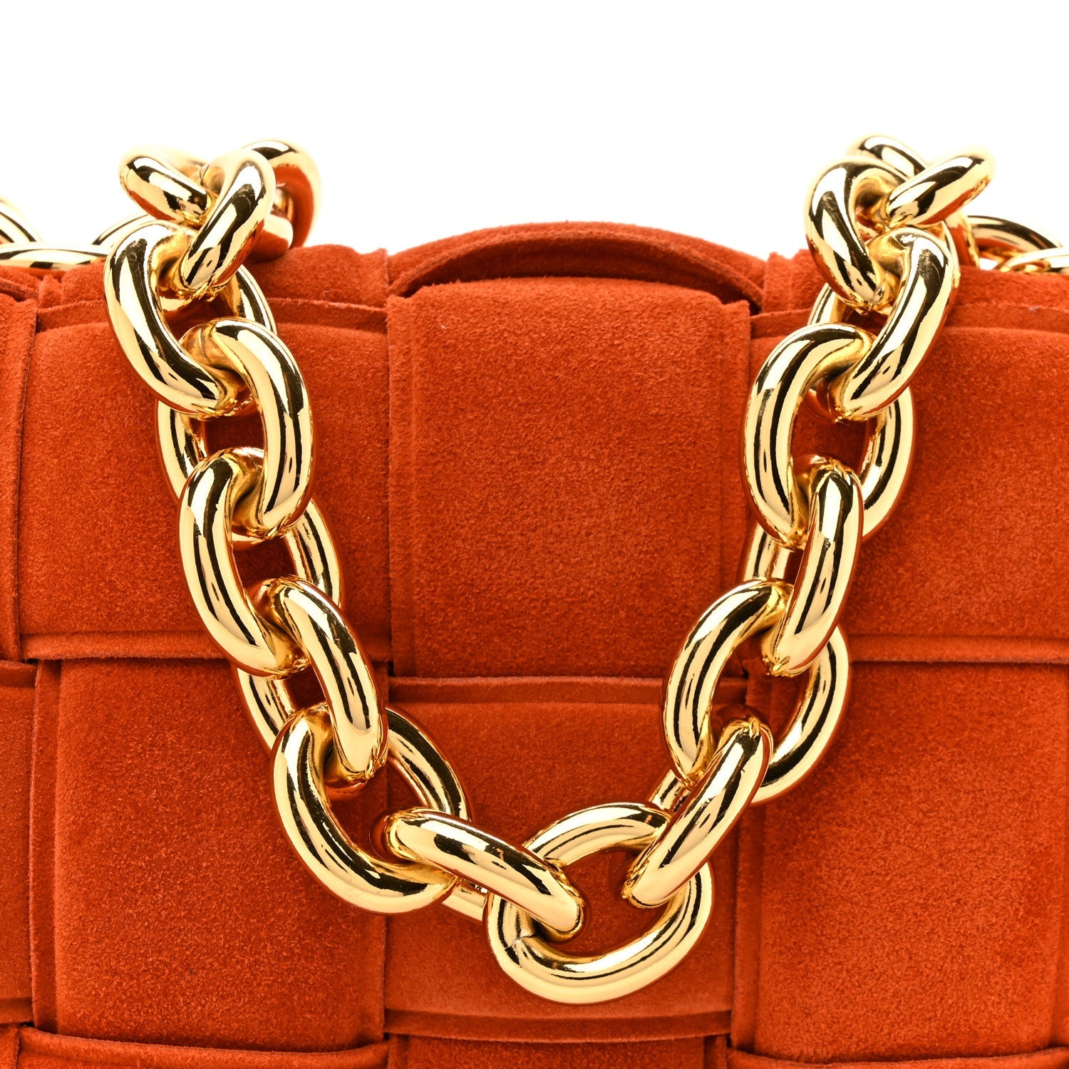 Suede Maxi Intrecciato Padded Chain Cassette Crossbody Bag Maple