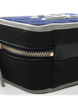 Jersey Quilted Small CC Filigree Vanity Case Blue Black Grey
