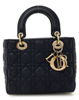 Lambskin Cannage Small Lucky Badges My Lady D1OR Navy