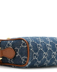 New Denim GG Monogram Dollar Calfskin Mini Ophidia Shoulder Bag Blue Tea Cuir Epilog