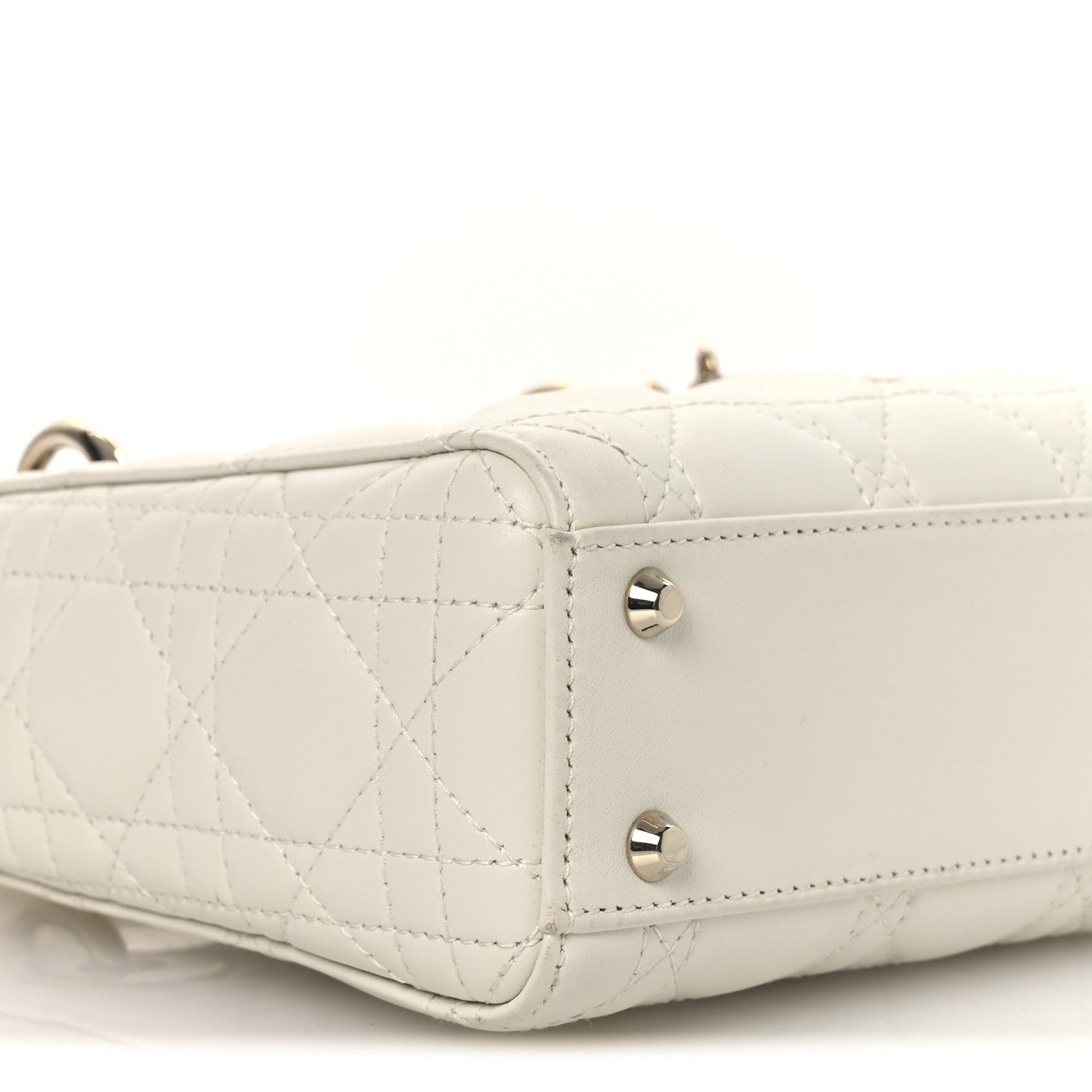 Lambskin Cannage Mini Lady D1OR White