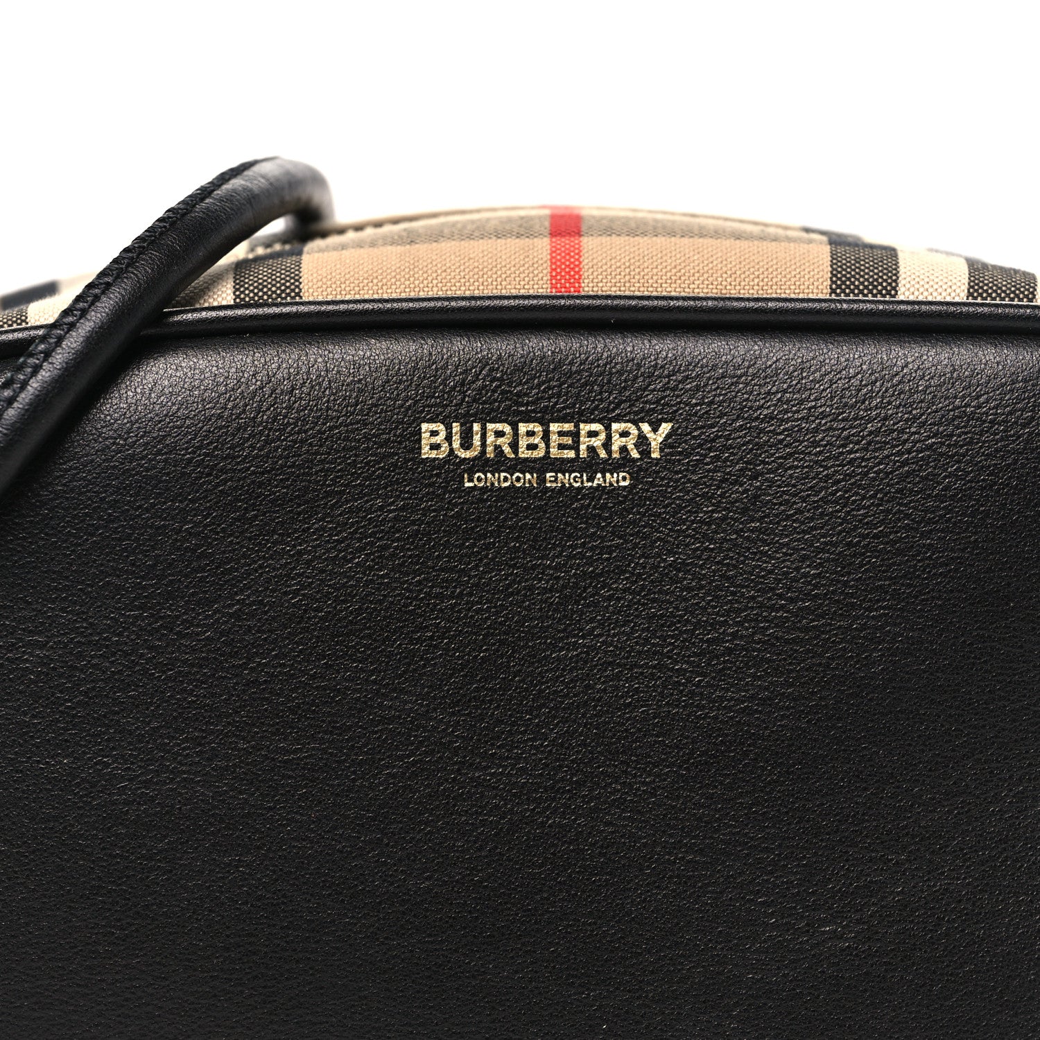 Calfskin Vintage Check Half Cube Crossbody Bag Black