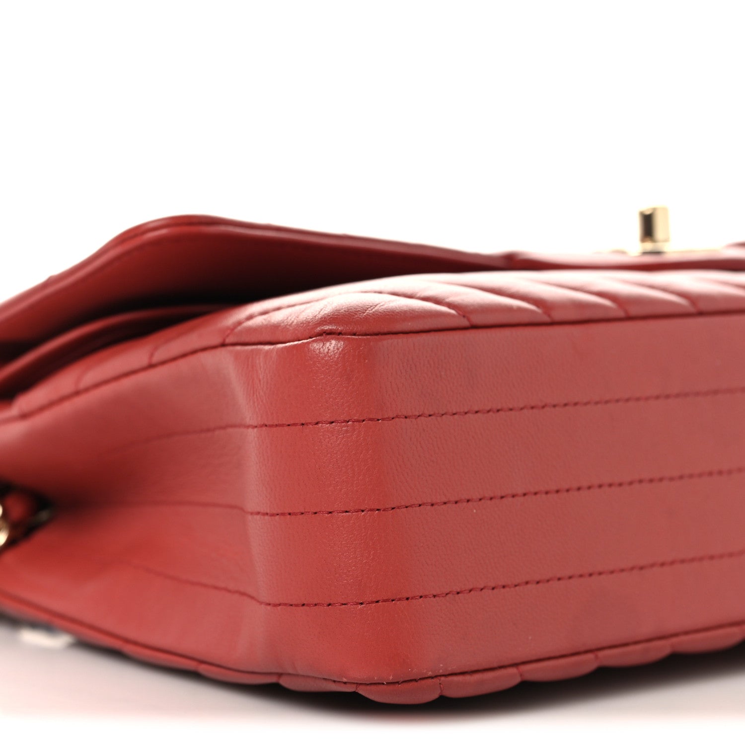 Lambskin Chevron Quilted Medium Double Flap Rosewood