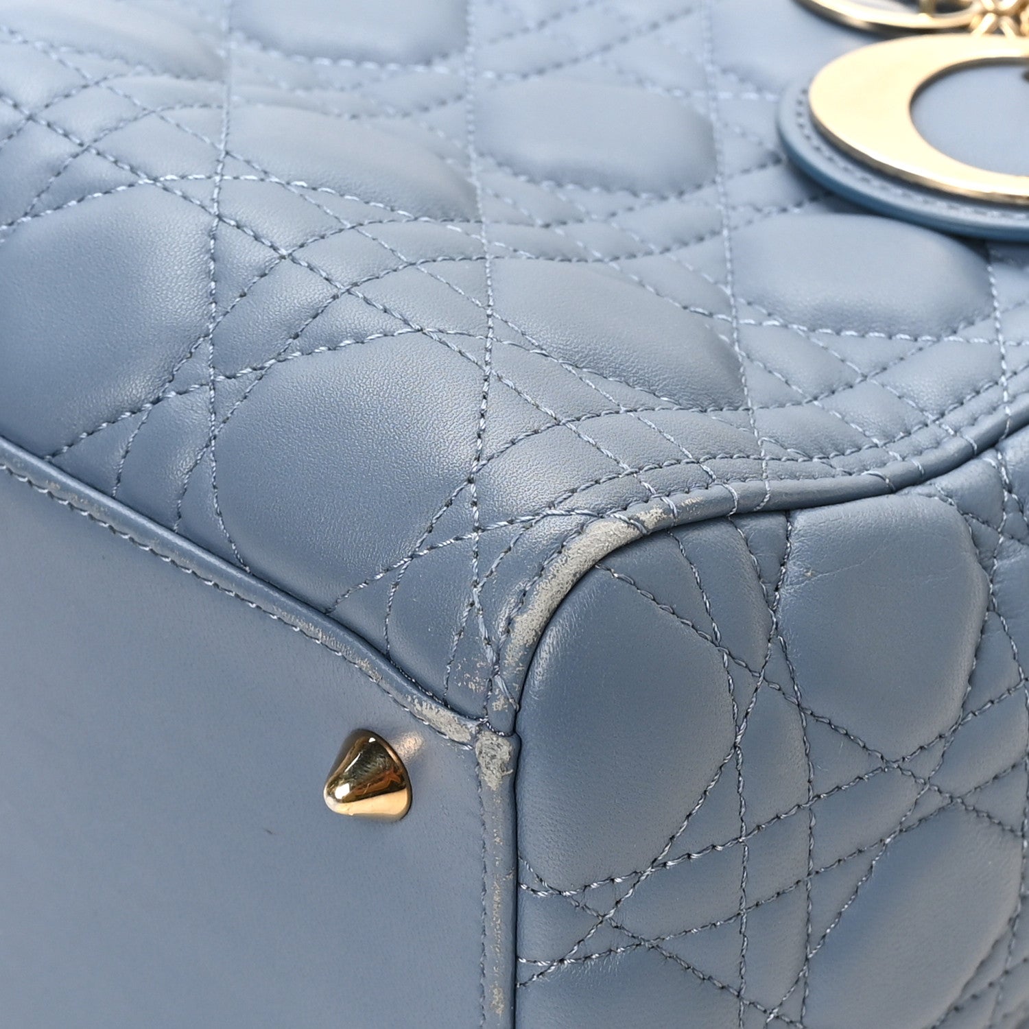 Lambskin Cannage Medium Lady D1OR Denim Blue