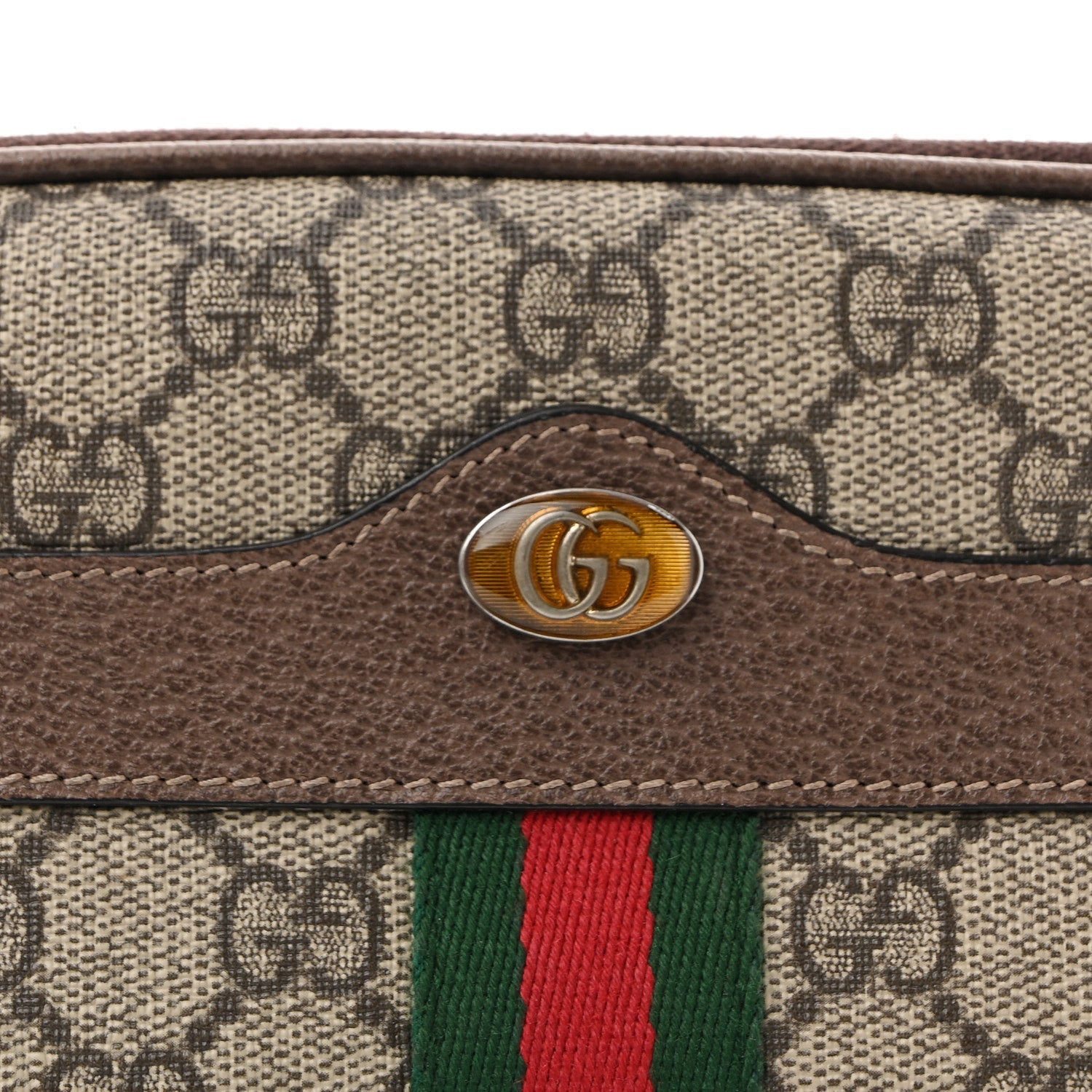 GG Supreme Monogram Ophidia Belted iPhone Case 85 34 Dark Brown