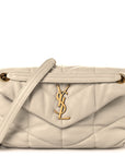Lambskin Quilted Small Loulou Puffer Monogram Chain Satchel Blanc Vintage