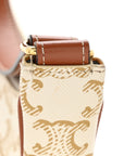 Canvas Calfskin Ava Triomphe Shoulder Bag White