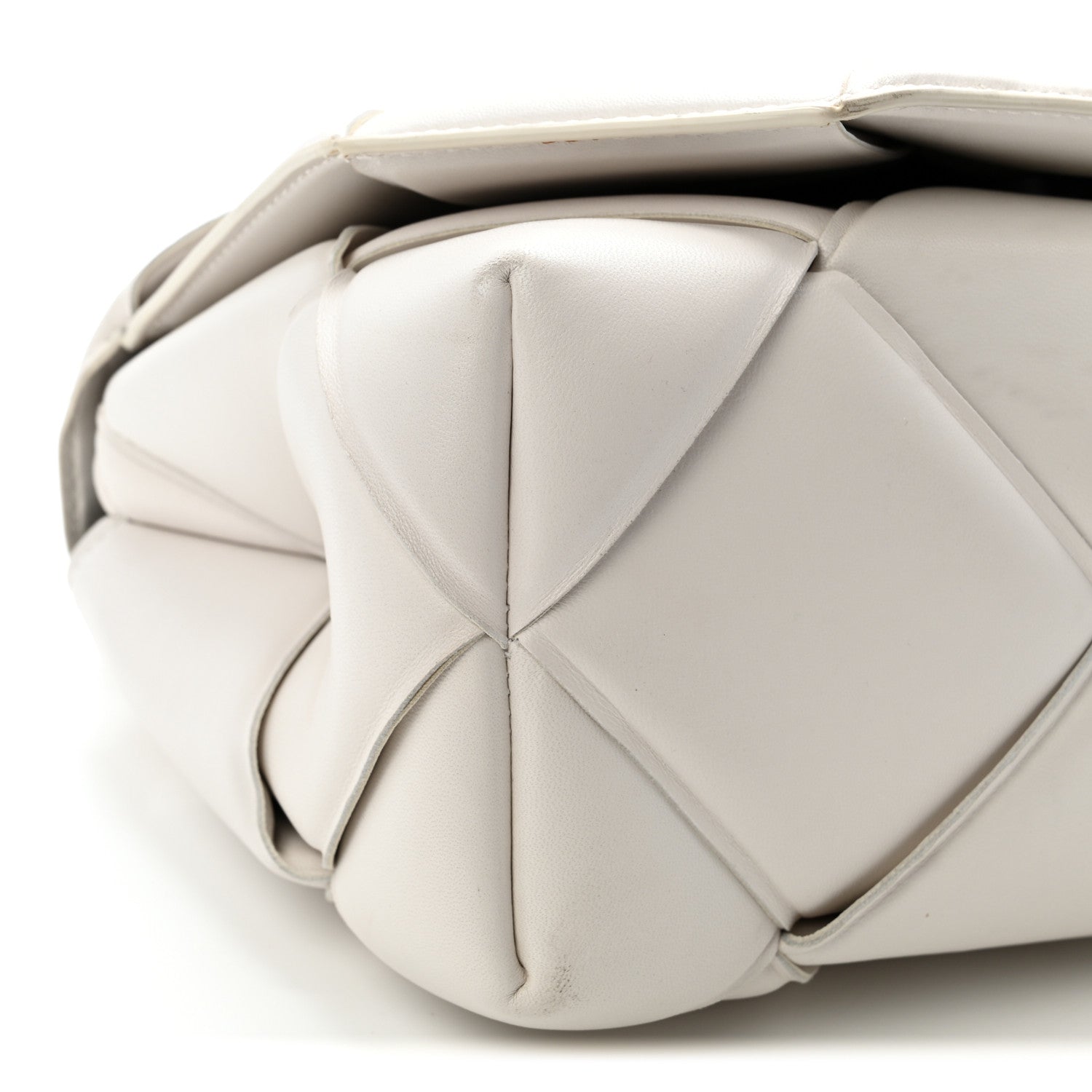 Nappa Intreccio Padded Top Handle Shoulder Bag White