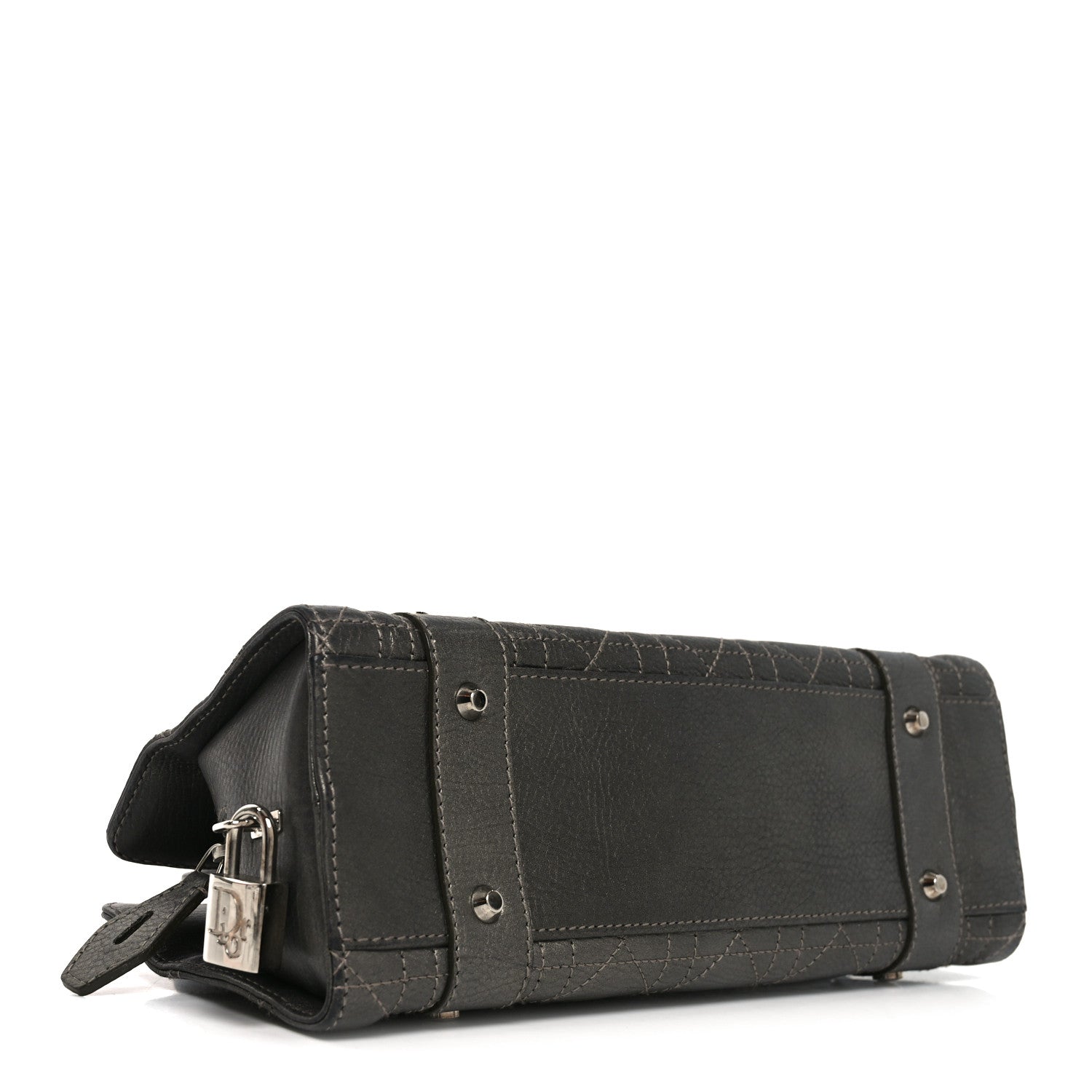 Metallic Calfskin Cannage Stitched Small East West Lady D1OR Bronze
