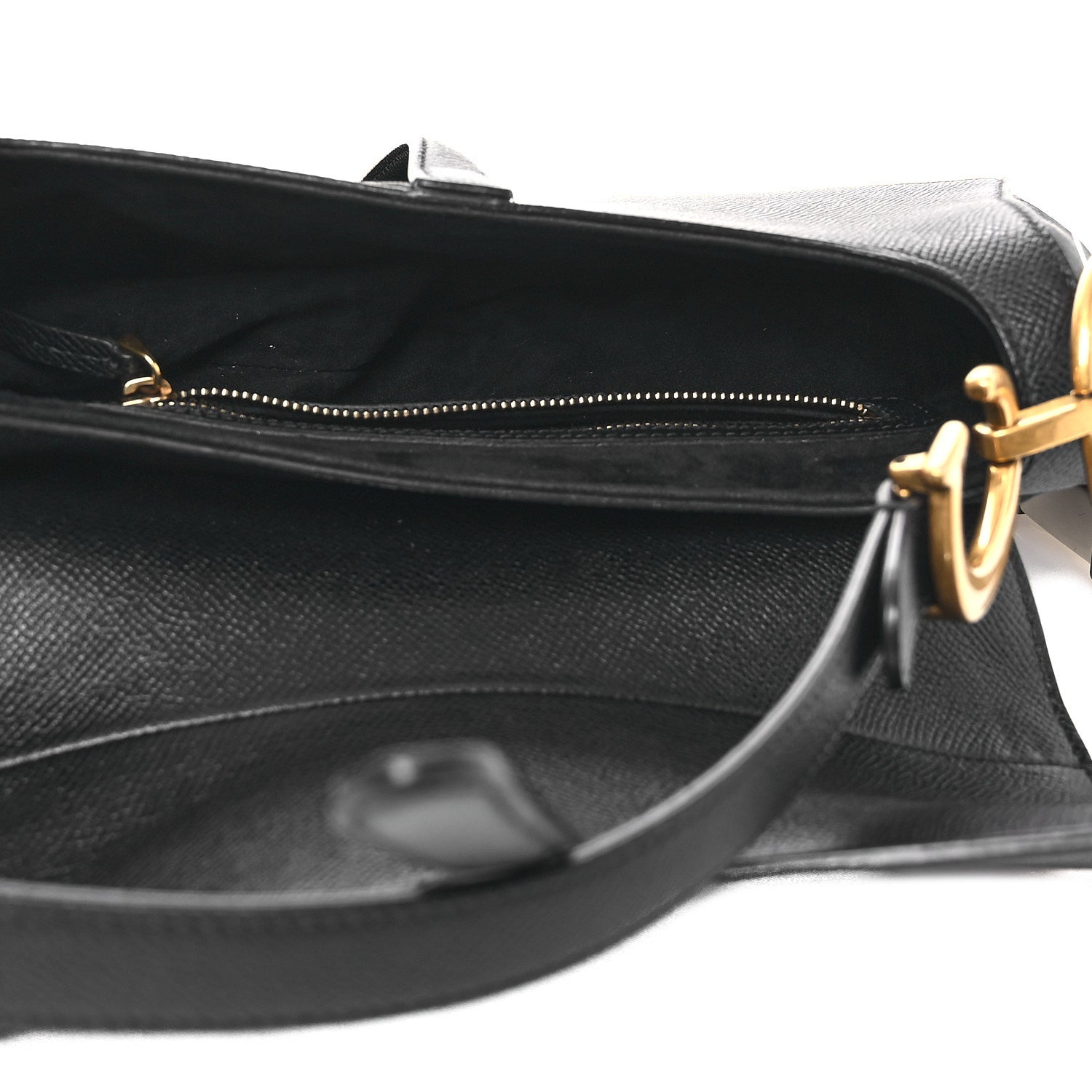 Grained Calfskin Saddle Bag Black