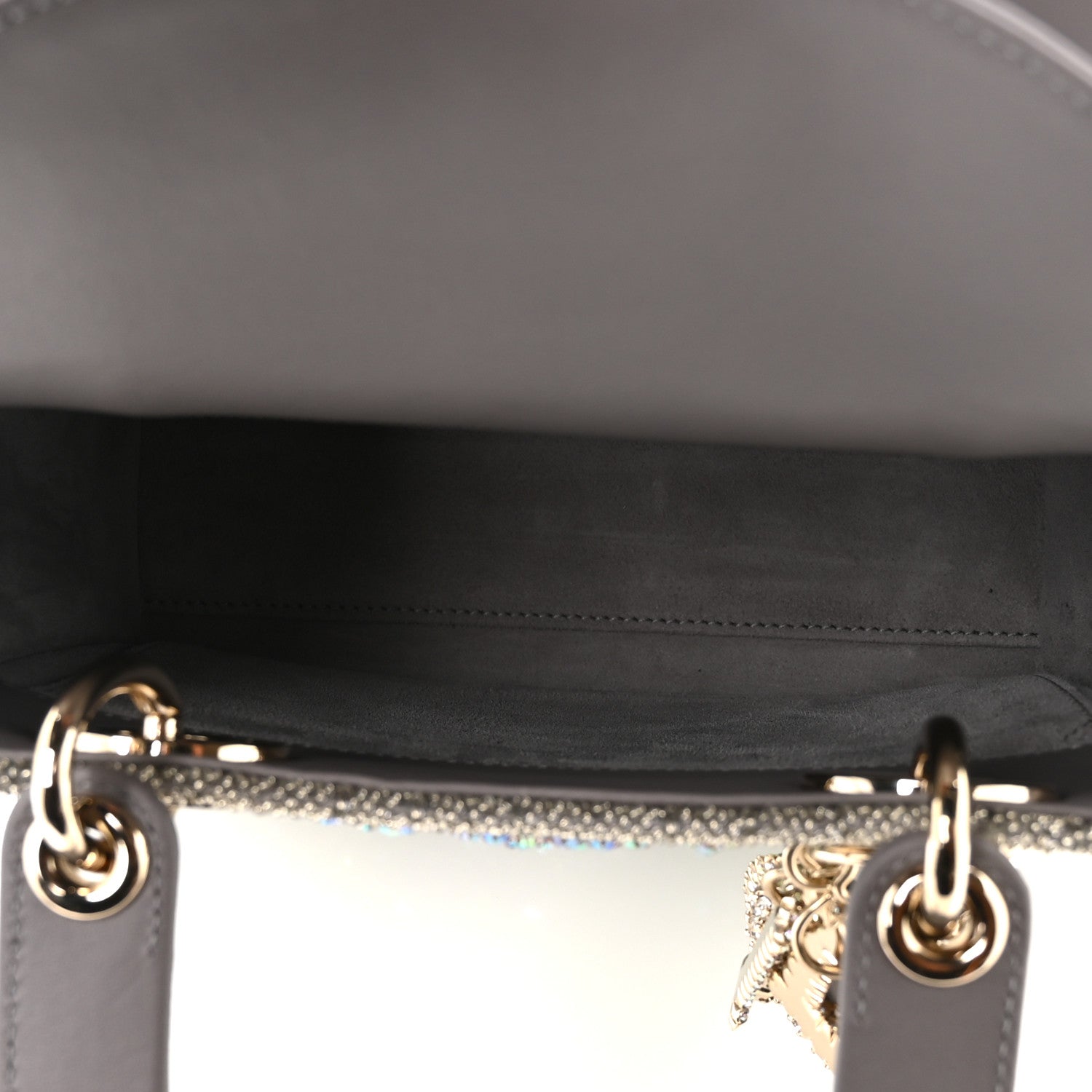 Calfskin Satin Celestial Bead Embroidery Embroidered Small Lady D1OR Grey Multicolor