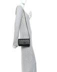 Lambskin Quilted Enamel CC Wallet On Chain WOC Black