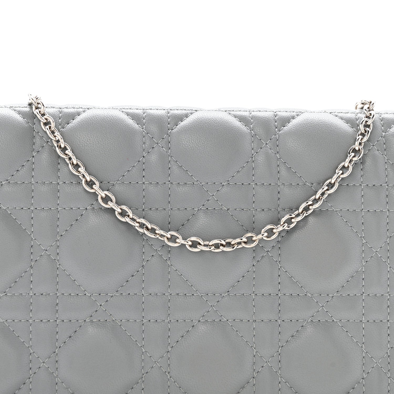 Lambskin Cannage Lady D1OR Convertible Clutch Grey