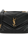 Calfskin Y Quilted Monogram Small Loulou Chain Satchel Black