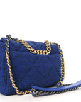 Tweed Quilted Large CHNL 19 Flap Blue