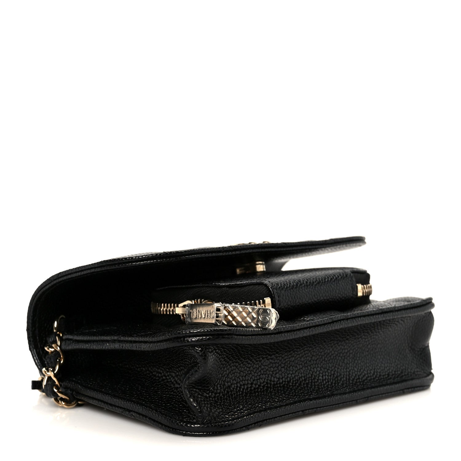 Caviar Quilted Business Affinity Clutch With Chain Black