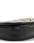 Calfskin Quilted Coco Mail Clutch With Chain Black