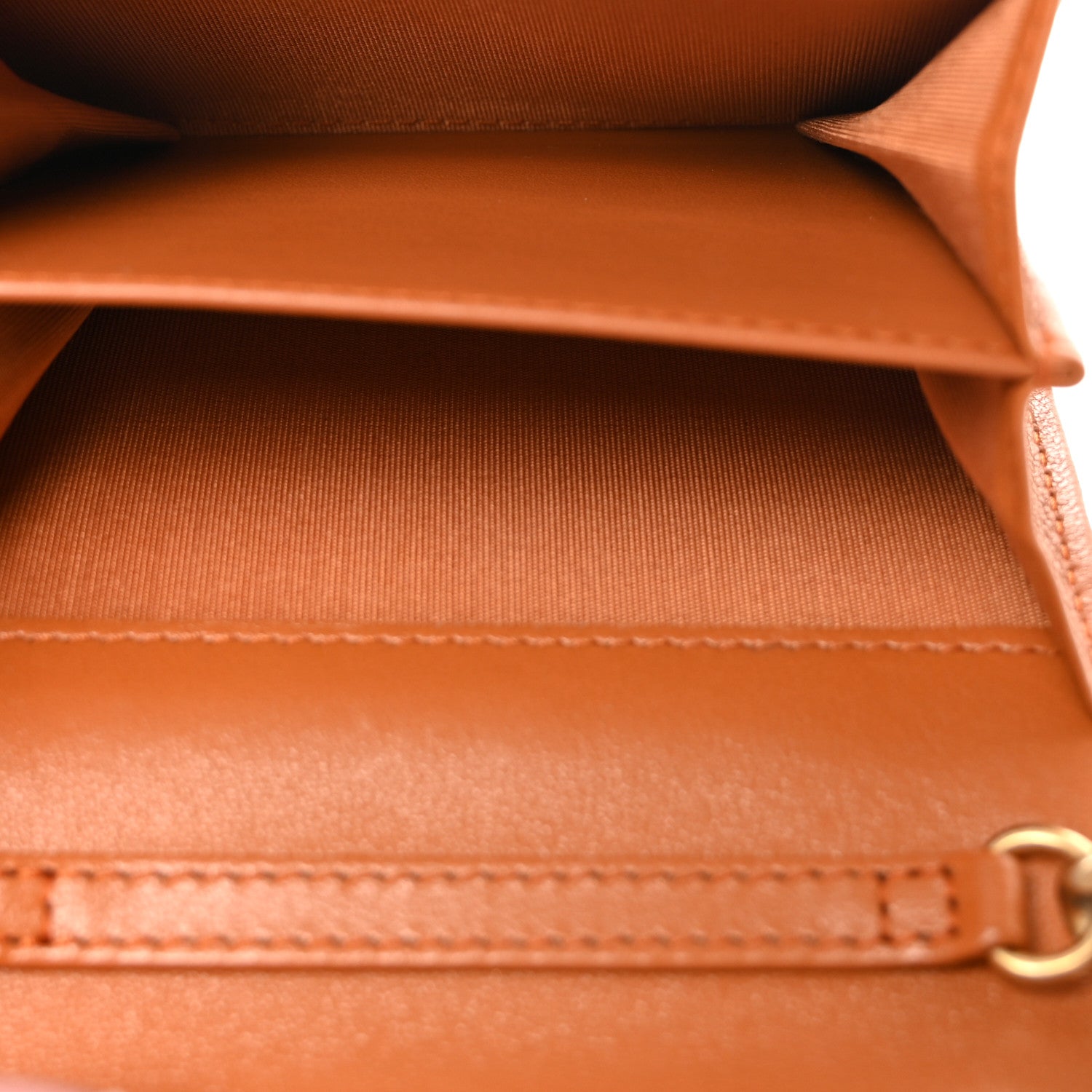 Lambskin Quilted CHNL 19 Flap Coin Purse With Chain Light Brown