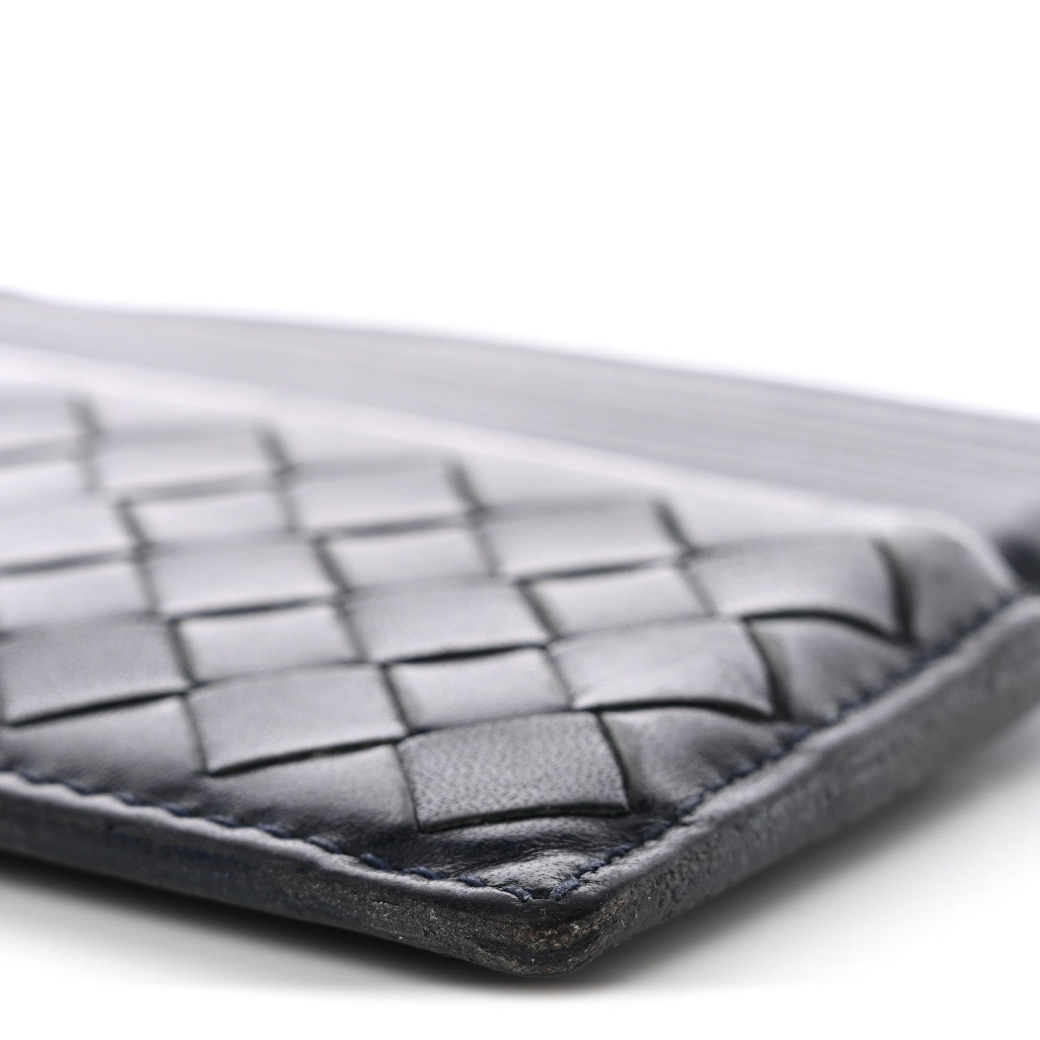 Nappa Intrecciato Card Holder Deep Blue