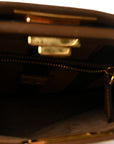Vitello Morgan Fabric Jacquard Pequin Medium Peekaboo Iconic Satchel Foresta Tobacco Black