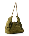 Suede Quilted Small CHNL 25 Handbag Khaki