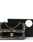 Tweed Braided Mini Rectangular Flap Black