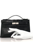 Matte Alligator Kelly Pochette Black