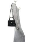 Lambskin Quilted Small Trendy CC Dual Handle Flap Bag Black