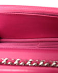Lambskin Quilted Wallet On Chain WOC Dark Pink