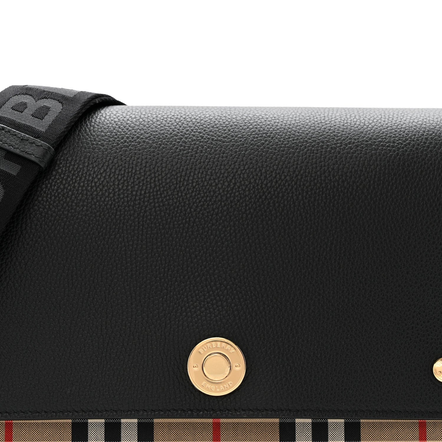 Grainy Calfskin Vintage Check Note Crossbody Bag Black